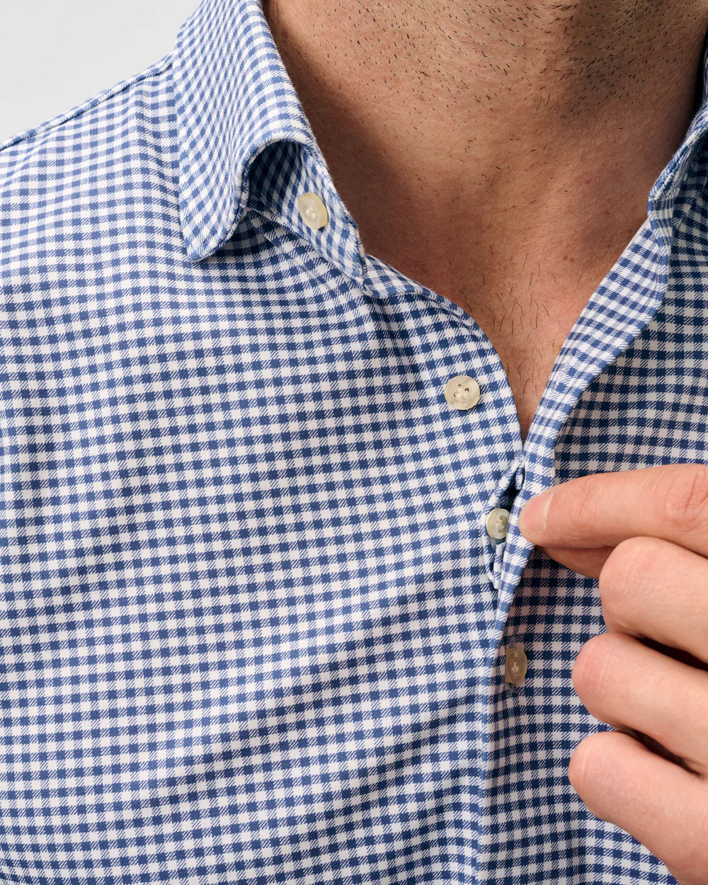 Johnnie-O Albro Top Shelf Gingham Check Cotton Blend Button-Up Shirt: Navy