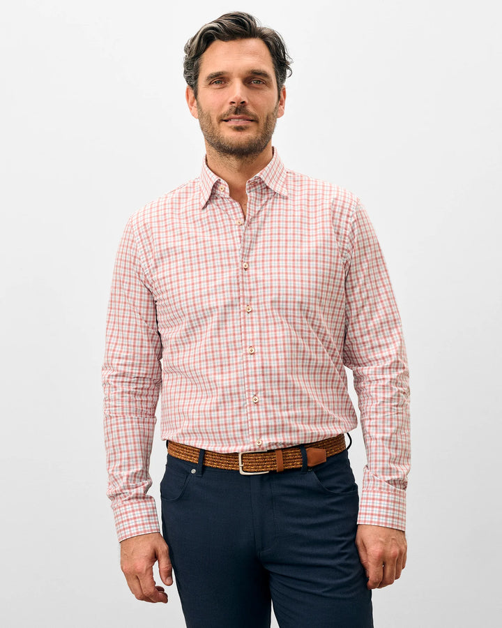 Johnnie-O Top Shelf Trauber Sport Shirt: Malibu Red
