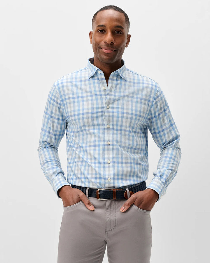 Johnnie-O Everyday Performance Button Down Shirt - Cay Exploded Gingham: Malibu