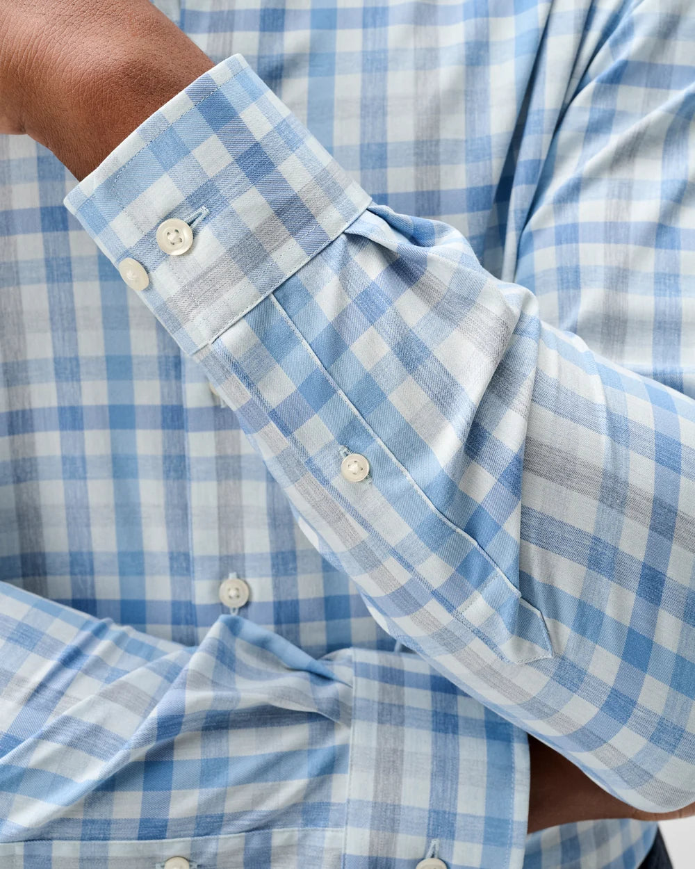 Johnnie-O Everyday Performance Button Down Shirt - Cay Exploded Gingham: Malibu