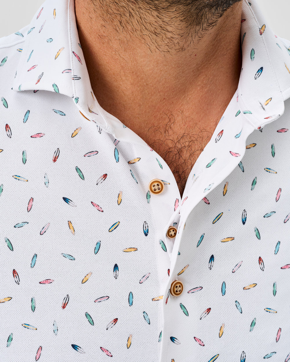 Johnnie-O Printed Mesh Short Sleeve Button Down Shirt - Shortboard Print: White