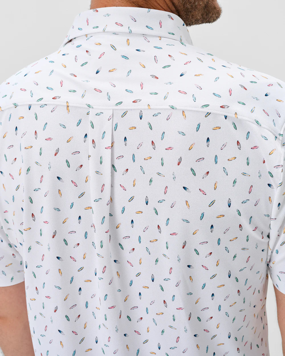 Johnnie-O Printed Mesh Short Sleeve Button Down Shirt - Shortboard Print: White