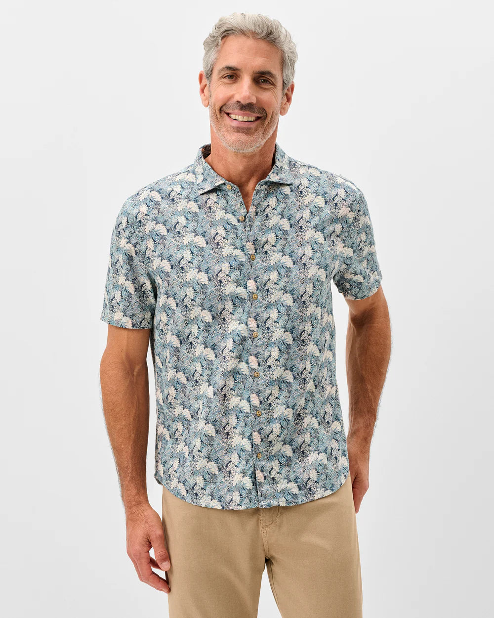Johnnie-O "Surf Flannel" Short Sleeve Button Down Shirt - Ragland Printed Double Face: Wake