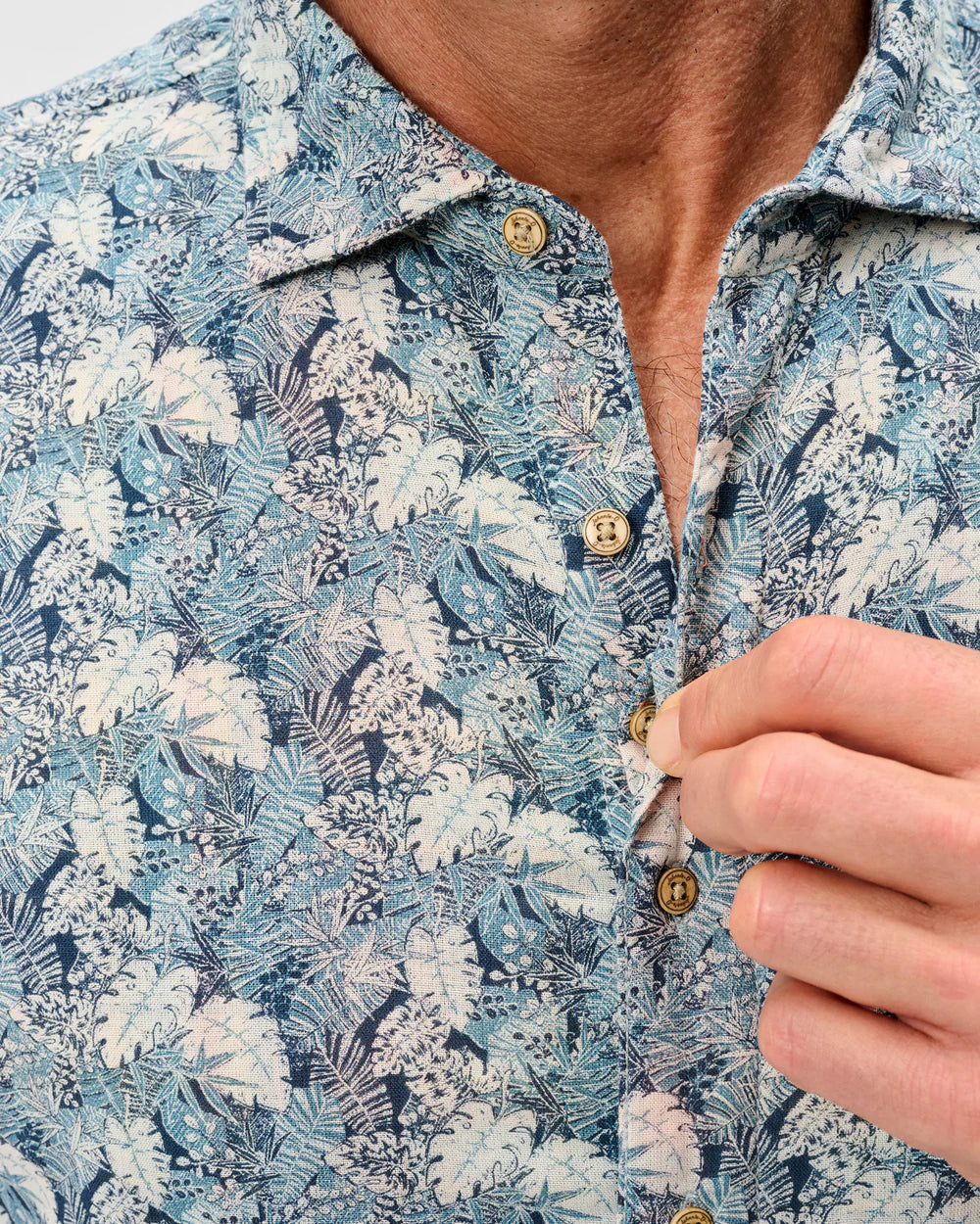Johnnie-O "Surf Flannel" Short Sleeve Button Down Shirt - Ragland Printed Double Face: Wake