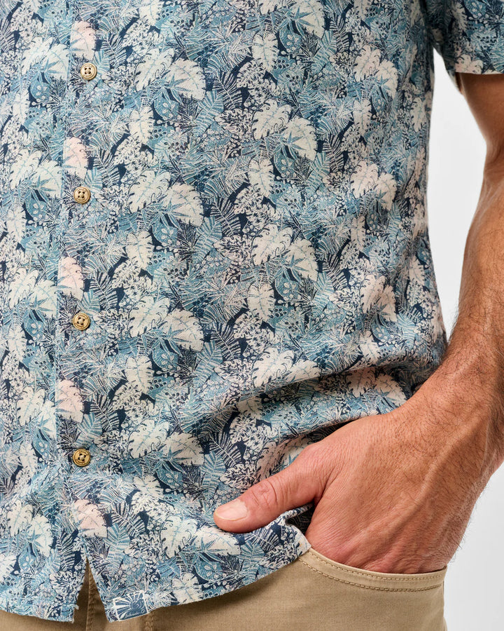 Johnnie-O "Surf Flannel" Short Sleeve Button Down Shirt - Ragland Printed Double Face: Wake