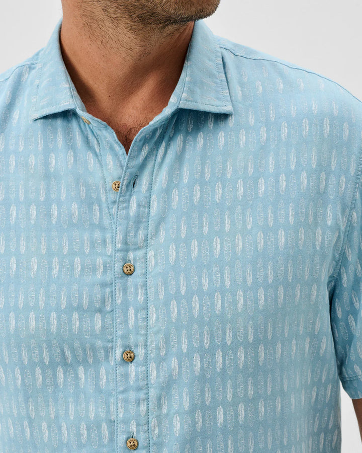 Johnnie-O "Surf Flannel" Short Sleeve Button Down Shirt - Beachley Printed Double Face: Maliblu