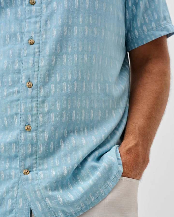 Johnnie-O "Surf Flannel" Short Sleeve Button Down Shirt - Beachley Printed Double Face: Maliblu