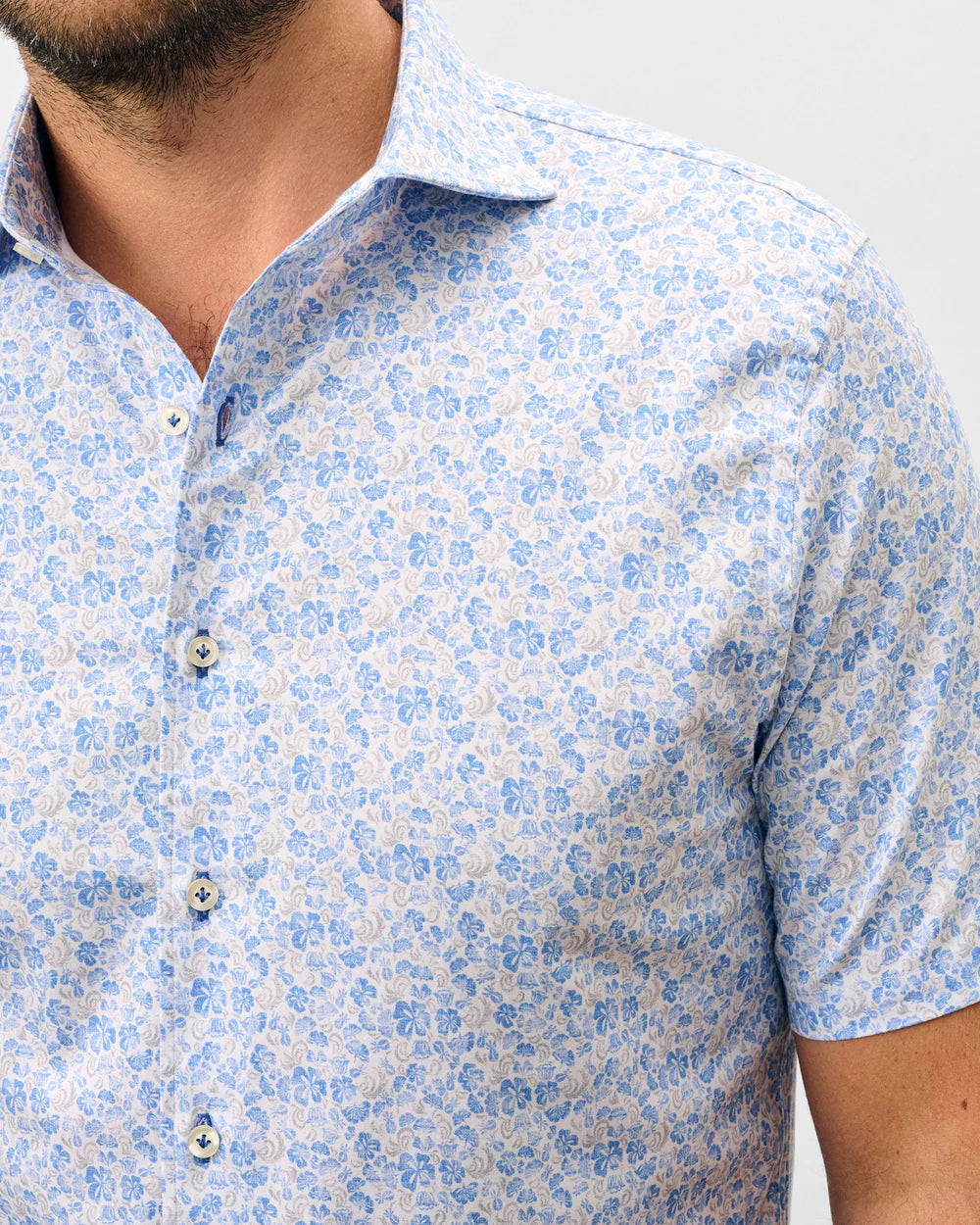 Johnnie-O Tencel Mesh Short Sleeve Button Down Shirt - Filipe Printed: Maliblu