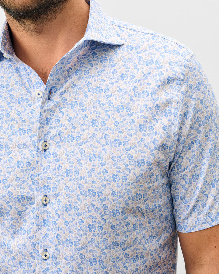 Johnnie-O Tencel Mesh Short Sleeve Button Down Shirt - Filipe Printed: Maliblu