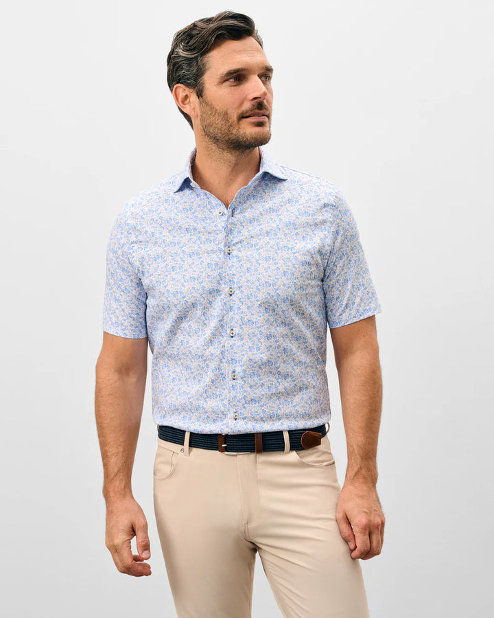 Johnnie-O Tencel Mesh Short Sleeve Button Down Shirt - Filipe Printed: Maliblu