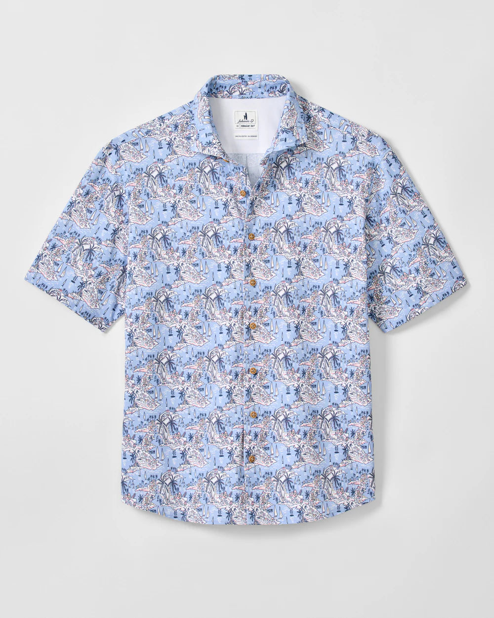 Johnnie-O Printed Mesh Short Sleeve Button Down Shirt - Otto Printed Knit: Infinity