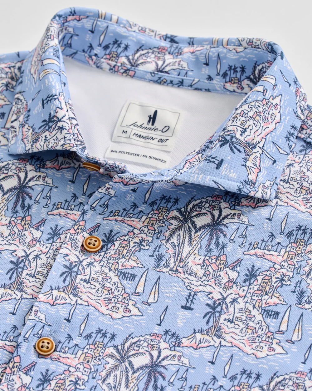 Johnnie-O Printed Mesh Short Sleeve Button Down Shirt - Otto Printed Knit: Infinity