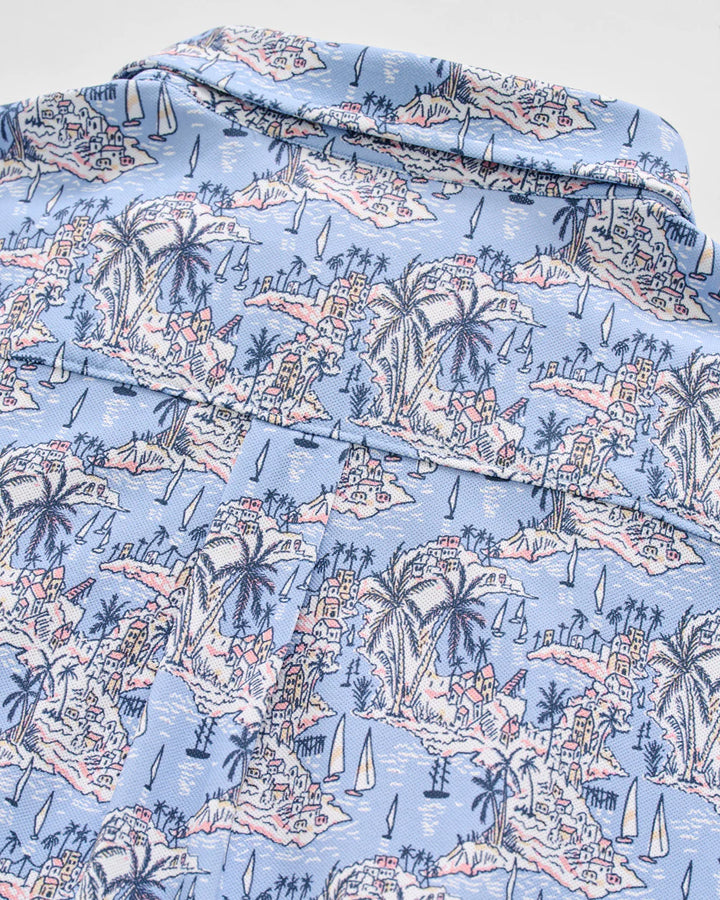 Johnnie-O Printed Mesh Short Sleeve Button Down Shirt - Otto Printed Knit: Infinity