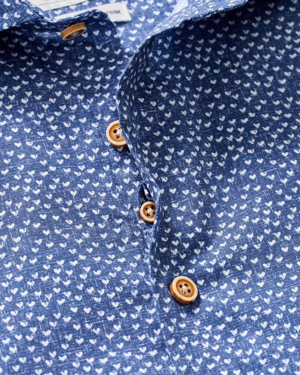 Johnnie-O Cotton Blend Short Sleeve Button Down Shirt - Patel Printed Slub Cotton: Navy