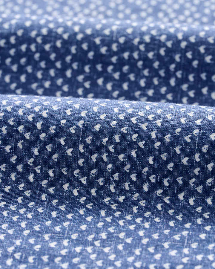 Johnnie-O Cotton Blend Short Sleeve Button Down Shirt - Patel Printed Slub Cotton: Navy