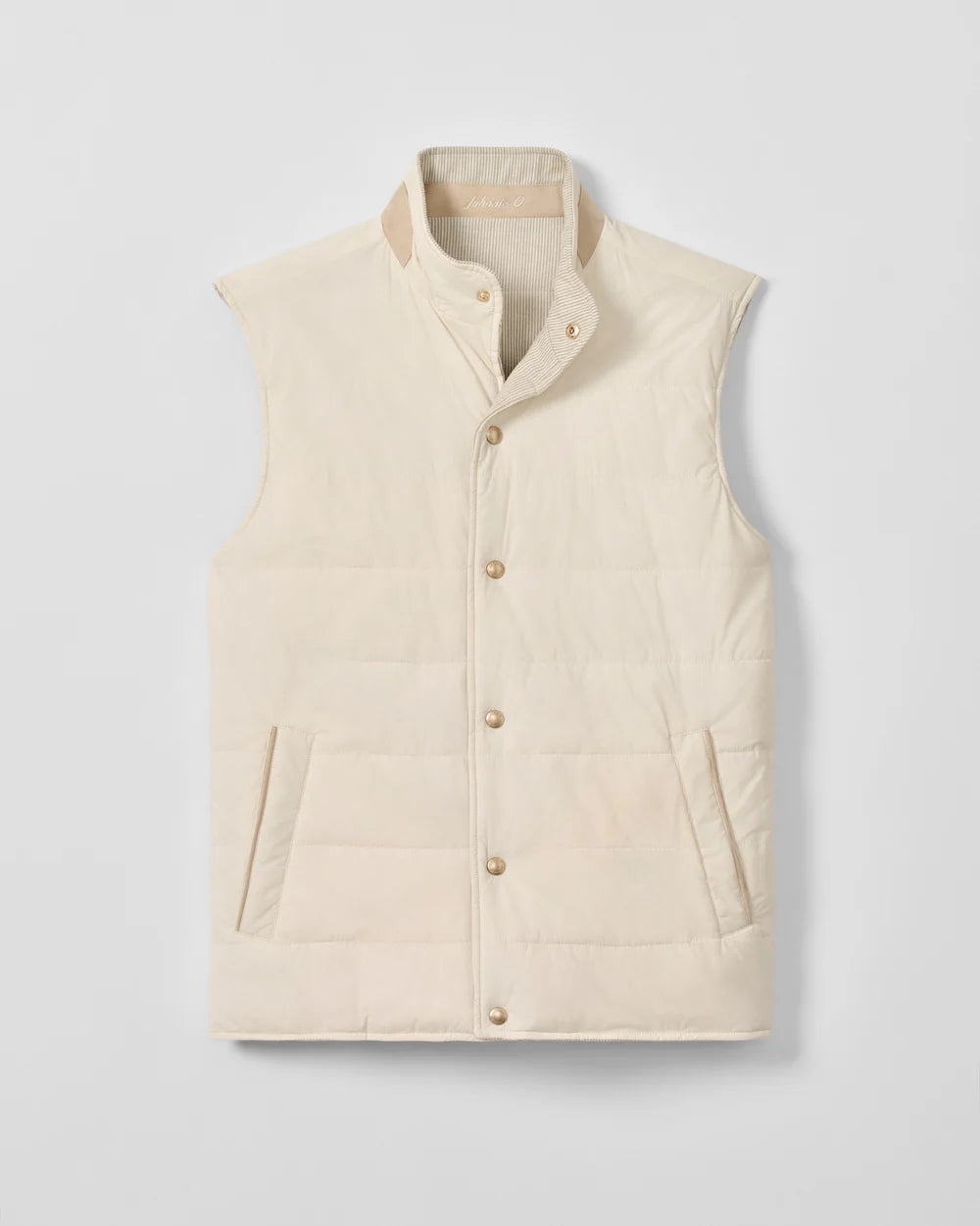 Johnnie-O Sandhills Reversible Snap Front Vest: Stone