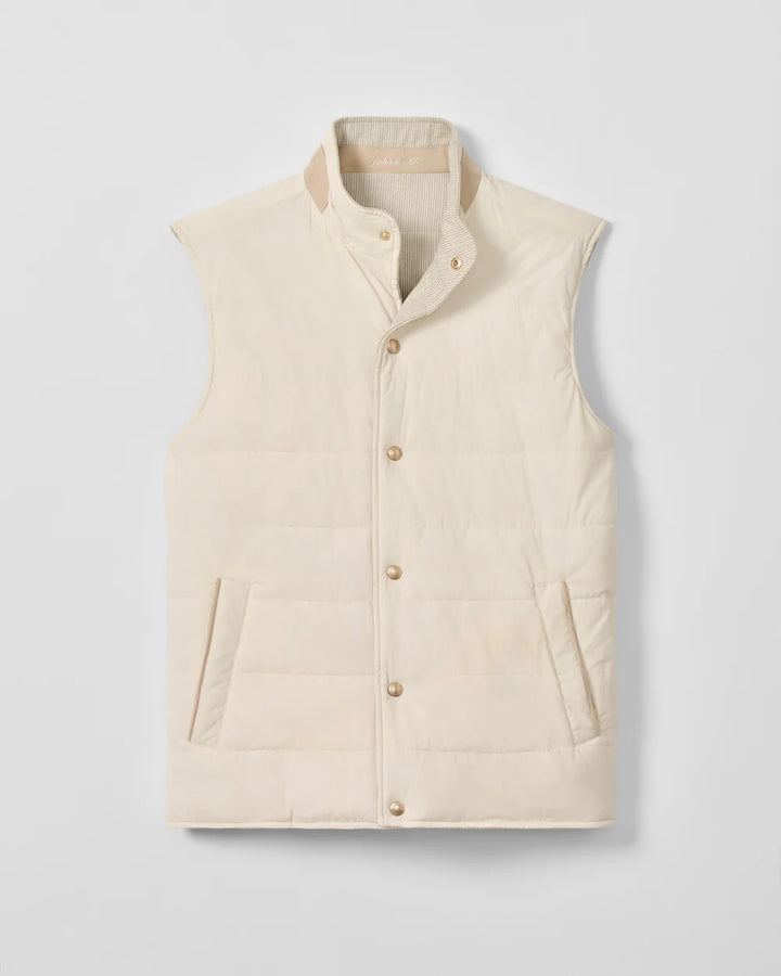 Johnnie-O Sandhills Reversible Snap Front Vest: Stone