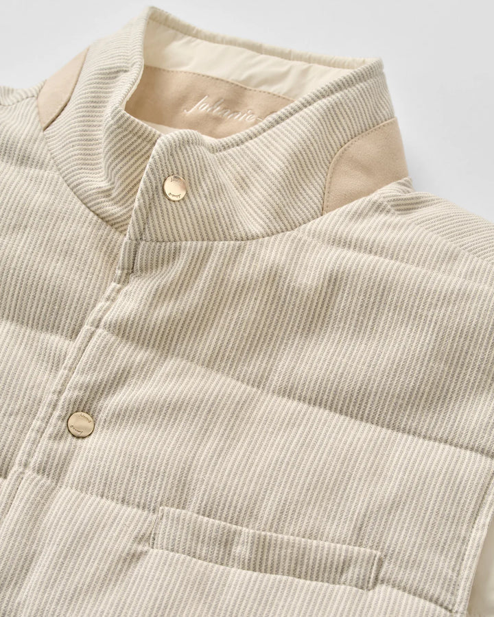 Johnnie-O Sandhills Reversible Snap Front Vest: Stone