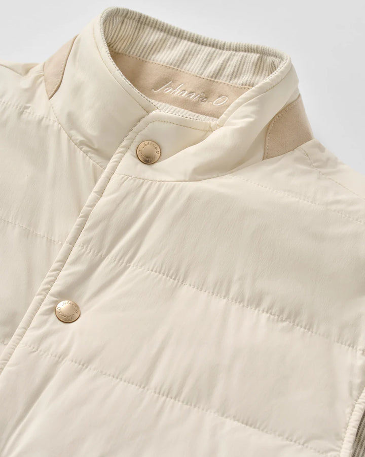 Johnnie-O Sandhills Reversible Snap Front Vest: Stone