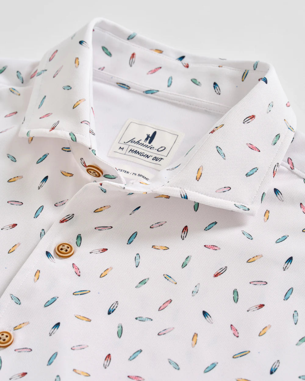 Johnnie-O Printed Mesh Short Sleeve Button Down Shirt - Shortboard Print: White