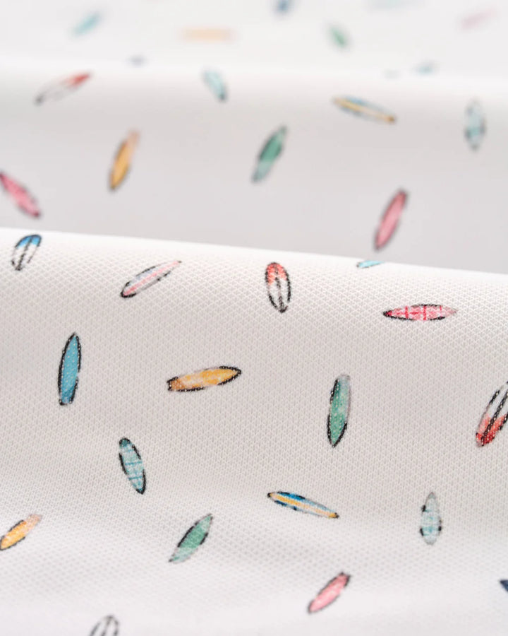 Johnnie-O Printed Mesh Short Sleeve Button Down Shirt - Shortboard Print: White
