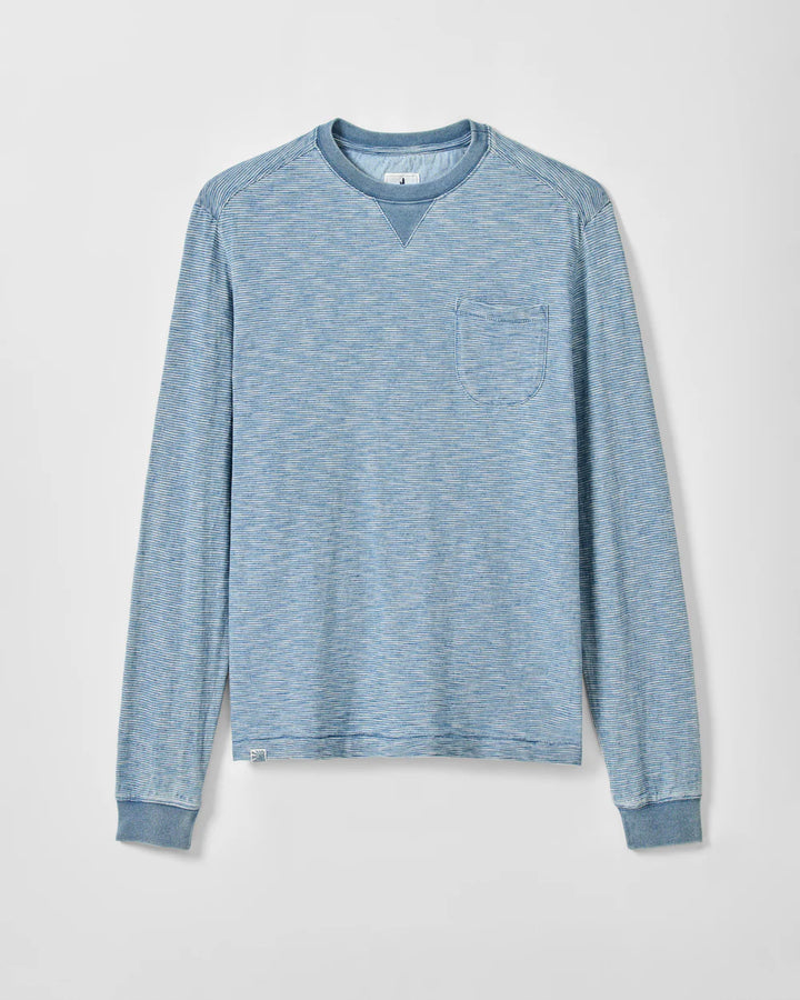 Johnnie-O Spurlin Indigo Jersey Crewneck Long Sleeve T-shirt: Indigo