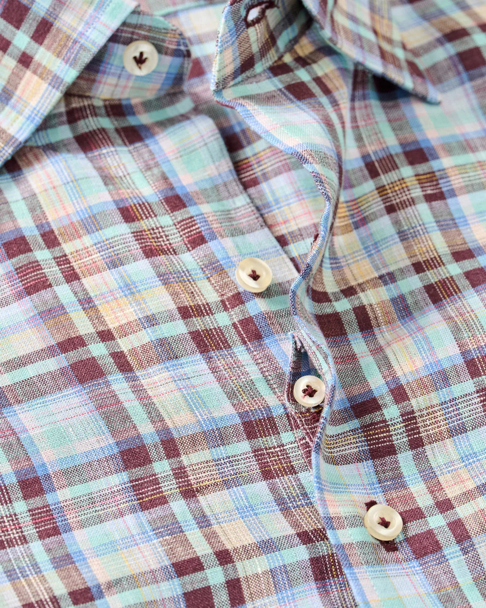 Johnnie-O Linen Button Down Shirt - Sunderland Plaid: Sardinia