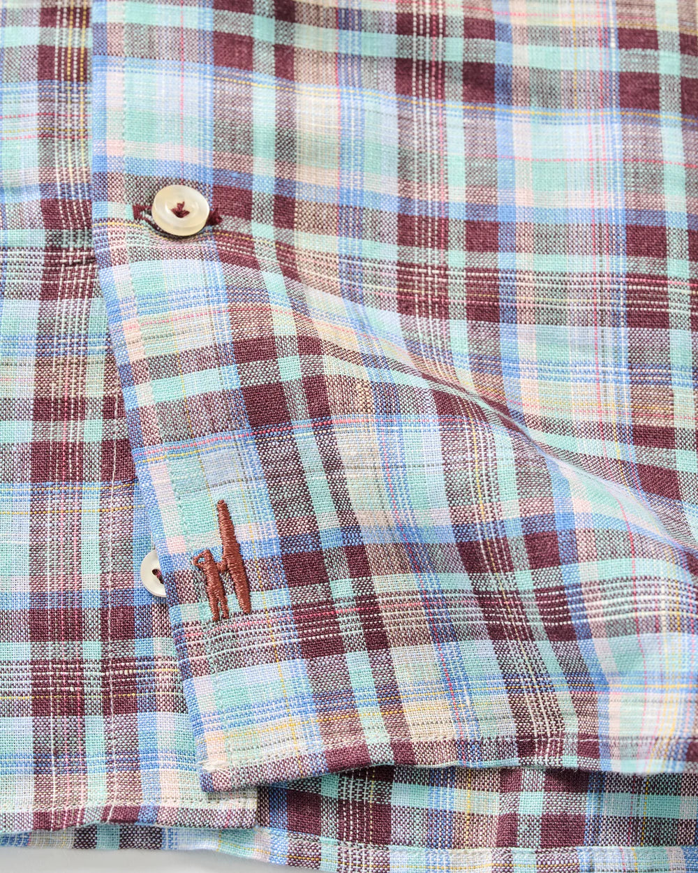 Johnnie-O Linen Button Down Shirt - Sunderland Plaid: Sardinia