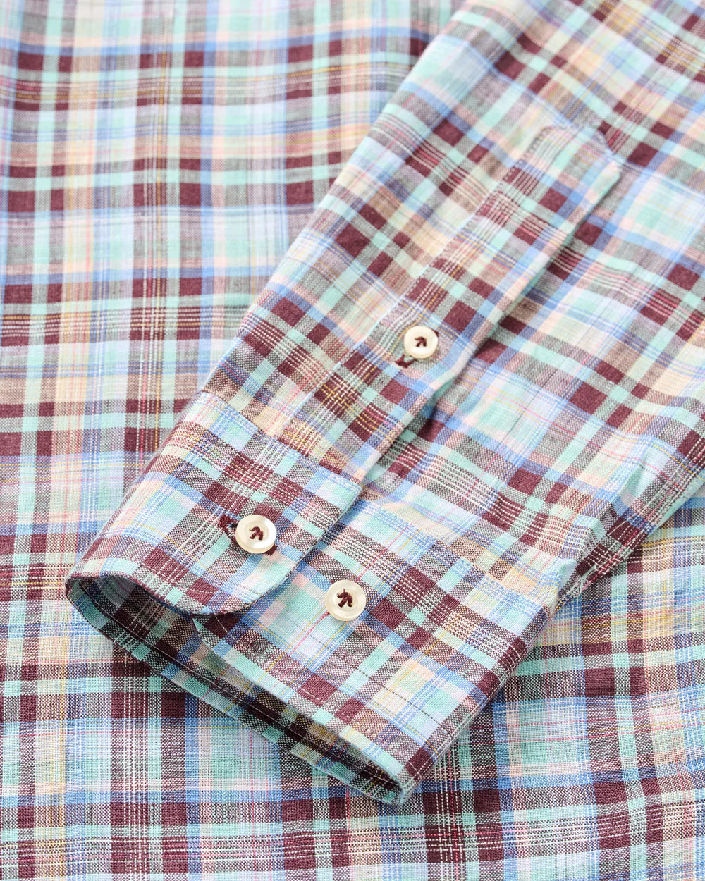 Johnnie-O Linen Button Down Shirt - Sunderland Plaid: Sardinia