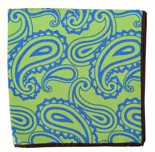 Seaward and Stearn Blue/Green Paisley Pocket Square