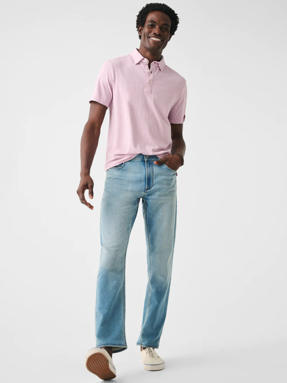 Faherty Movement™ Short-Sleeve Polo: Lavender Mineral