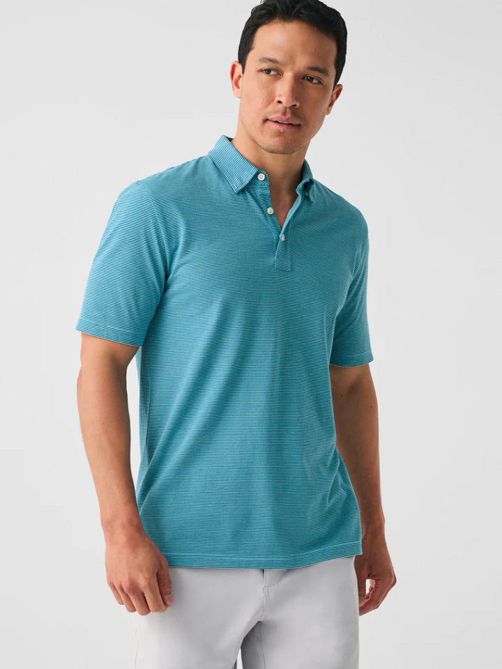 Faherty Movement™ Short-Sleeve Pique Polo: Island Teal Feeder