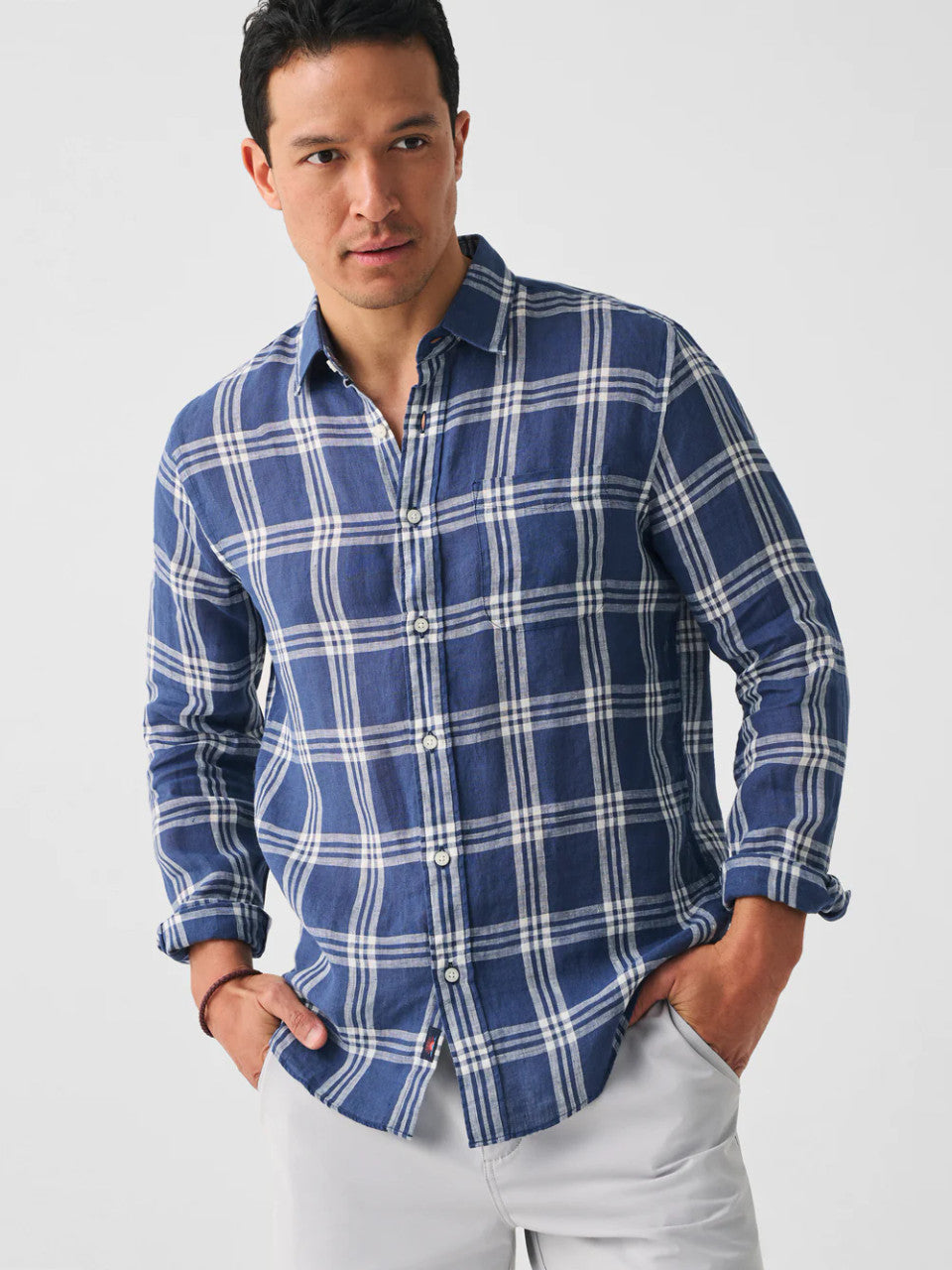 Faherty Linen Laguna Shirt: Jetty Plaid