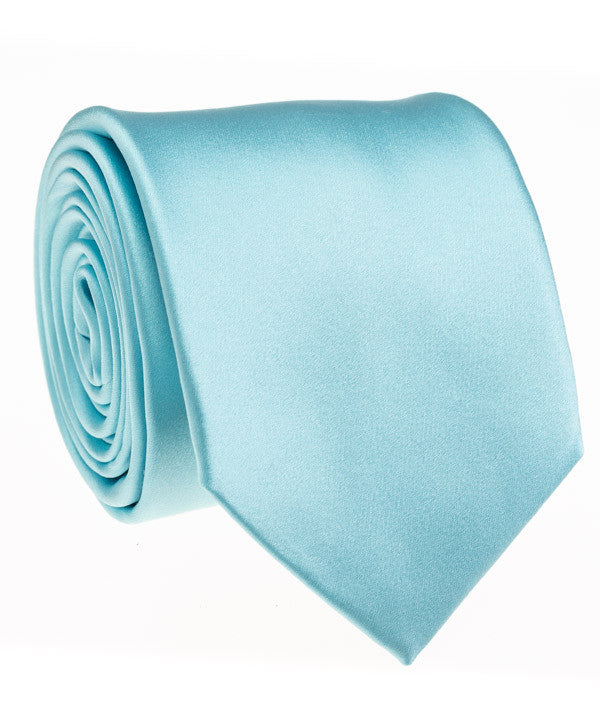 Aqua Solid Satin Tie