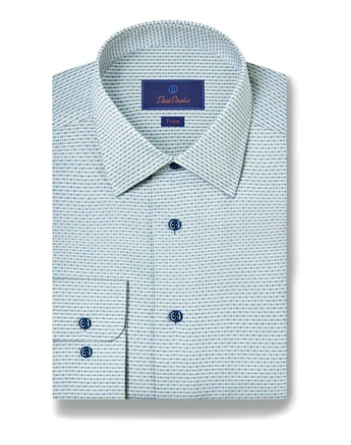 David Donahue Trim Fit Sage & Blue Micro Ombre Dress Shirt