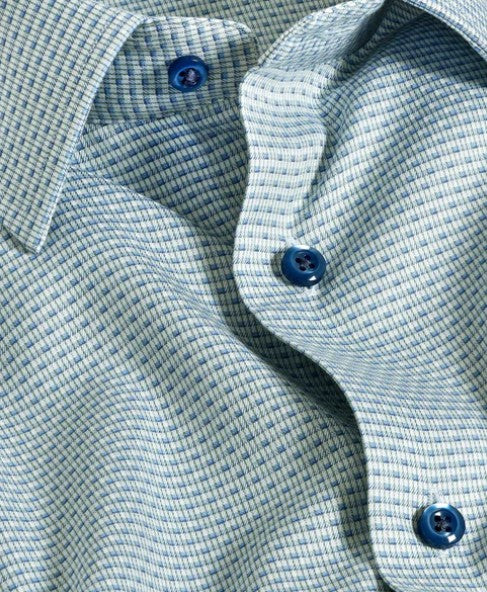 David Donahue Trim Fit Sage & Blue Micro Ombre Dress Shirt
