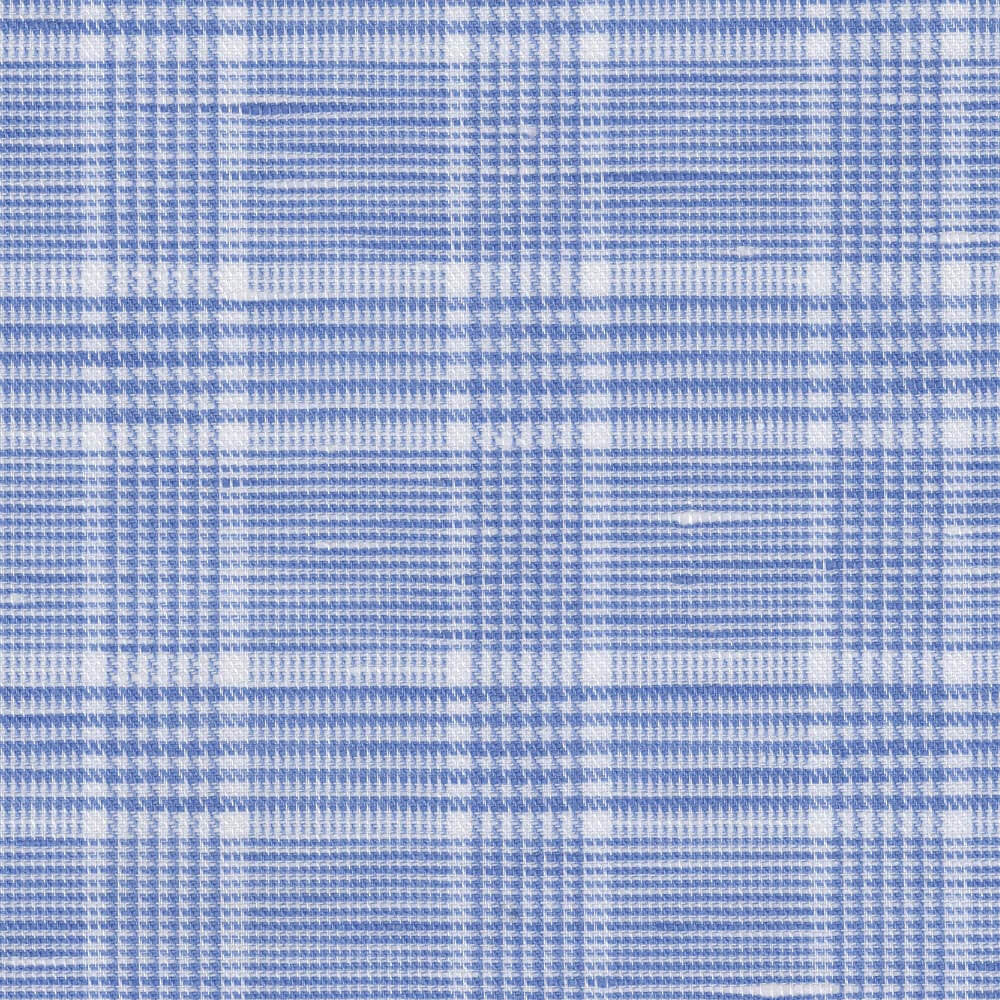 Scott Barber Cotton/Linen Glen Plaid Sport Shirt: Blue