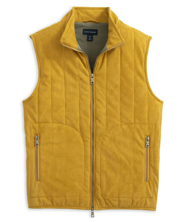 Scott Barber Suede Puffer Vest: Saddle