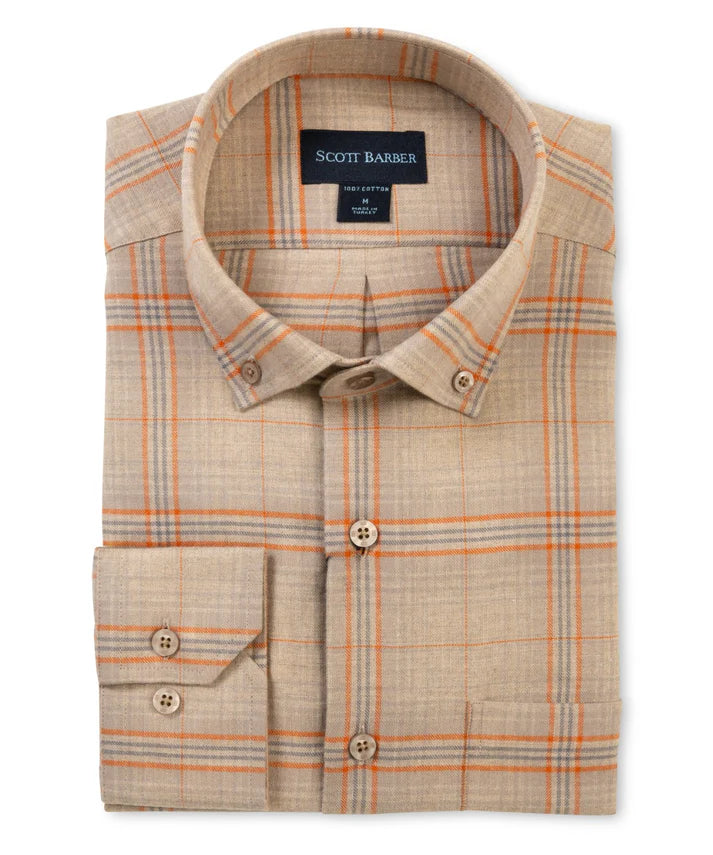 Scott Barber Essex Flannel Multi Plaid: Khaki Heather