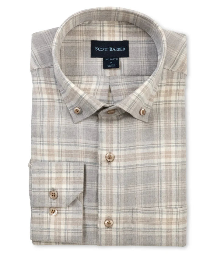 Scott Barber Essex Flannel Tonal Plaid: Grey Heather