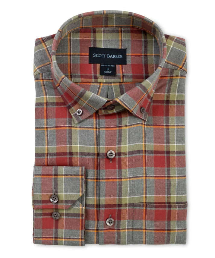 Scott Barber Herringbone Twll Plaid: Tomato