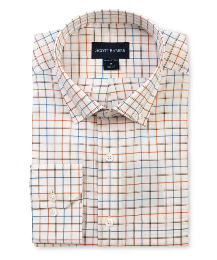 Scott Barber Prep Twill Windowpane: Auburn