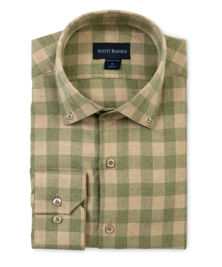 Scott Barber Melange Flannel Gingham: Sage