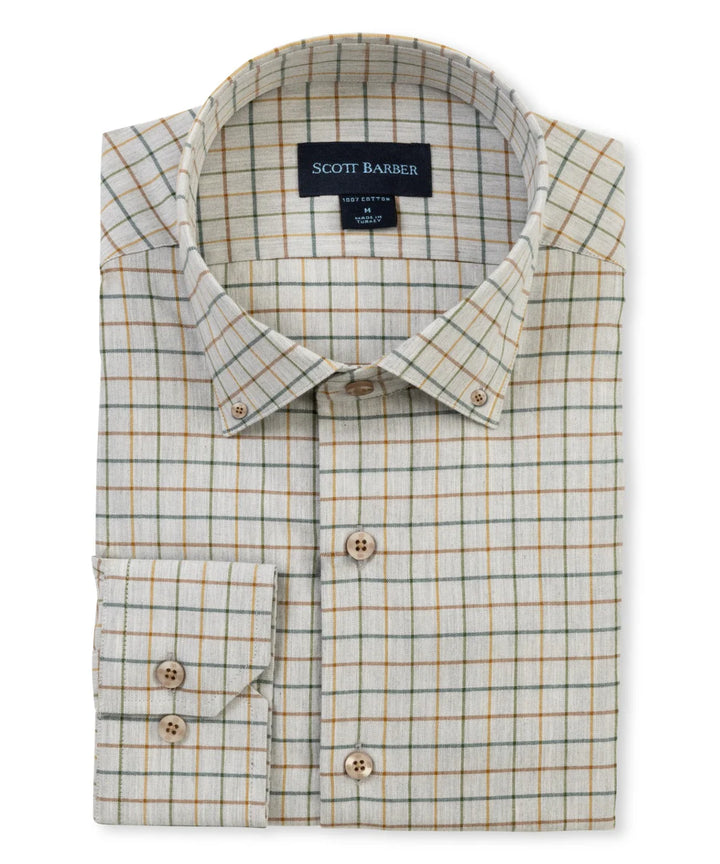 Scott Barber Windowpane Melange Twill: Grey Heather