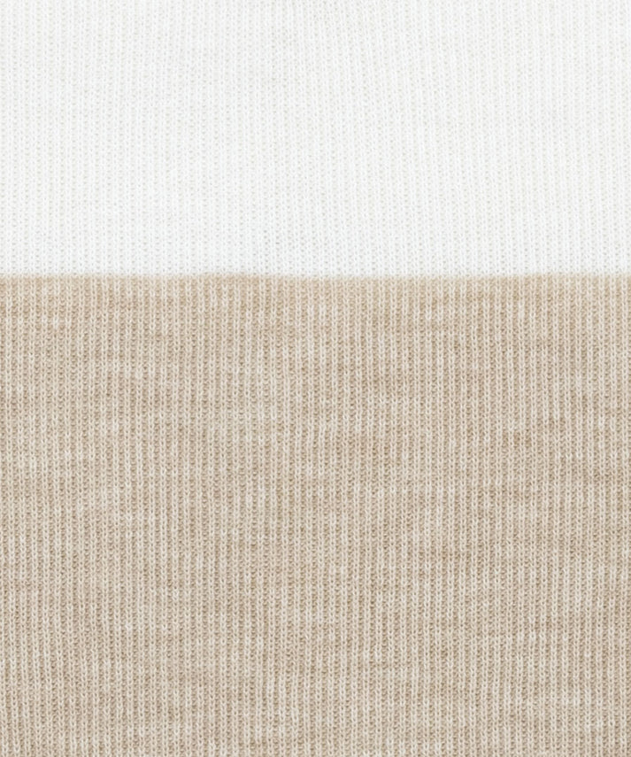 Scott Barber Fine Gauge Ribbed Stripe Polo: Flax