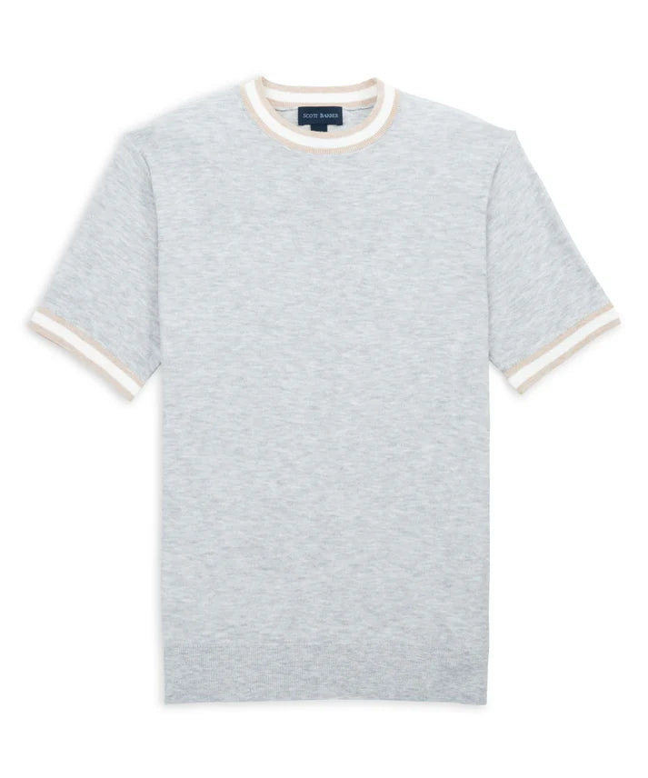 Scott Barber Fine Gauge Jersey Knit Crew: Silver