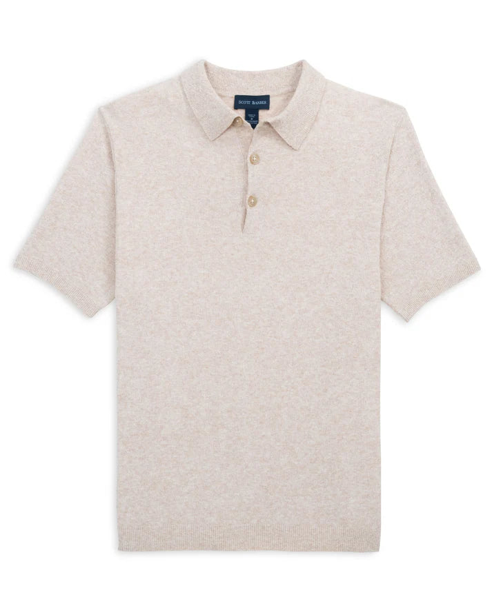 Scott Barber Fine Gauge Bouclé Knit Polo: Flax
