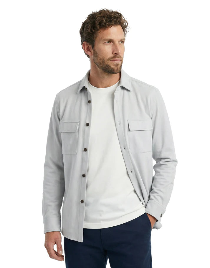 Scott Barber Micro Suede Shirt Jacket: Cement