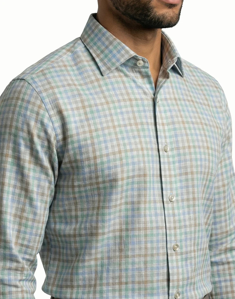 Scott Barber Essex Flannel Plaid Shirt: Seaspray