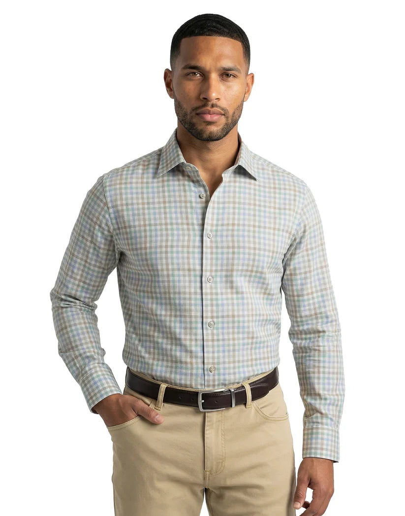 Scott Barber Essex Flannel Plaid Shirt: Seaspray